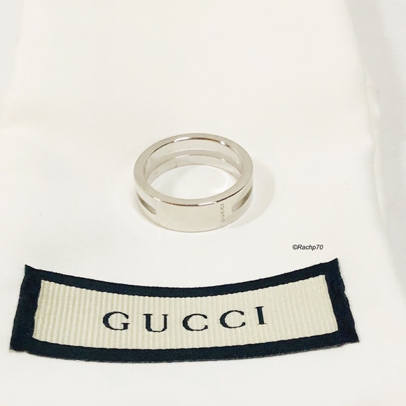 New Authentic Gucci Trademark Ring w/ Cut-Out Band - Picture 5 of 8